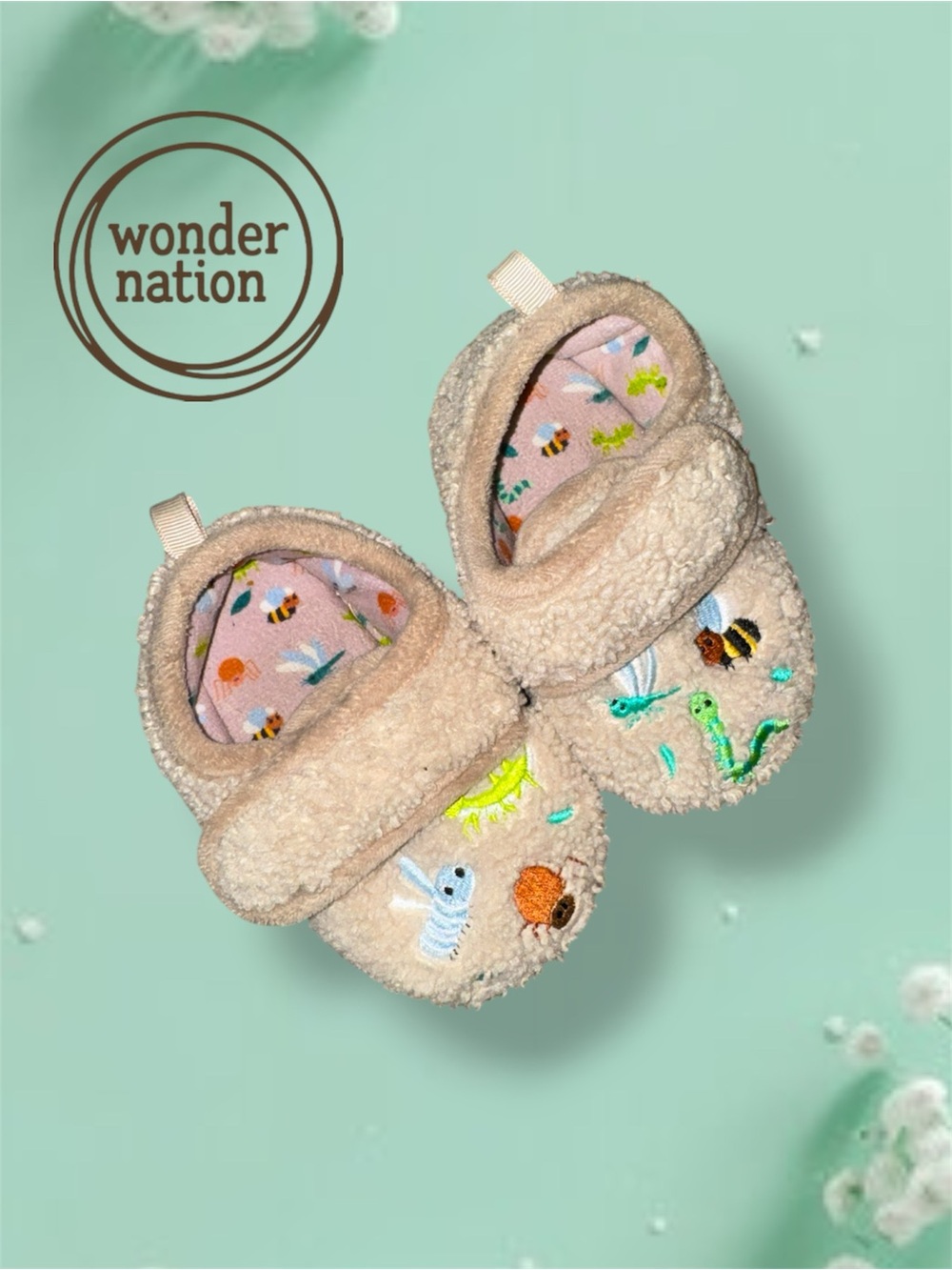 Wonder Nation Baby Boys’ Bug Slippers Size 6 🐞🪲